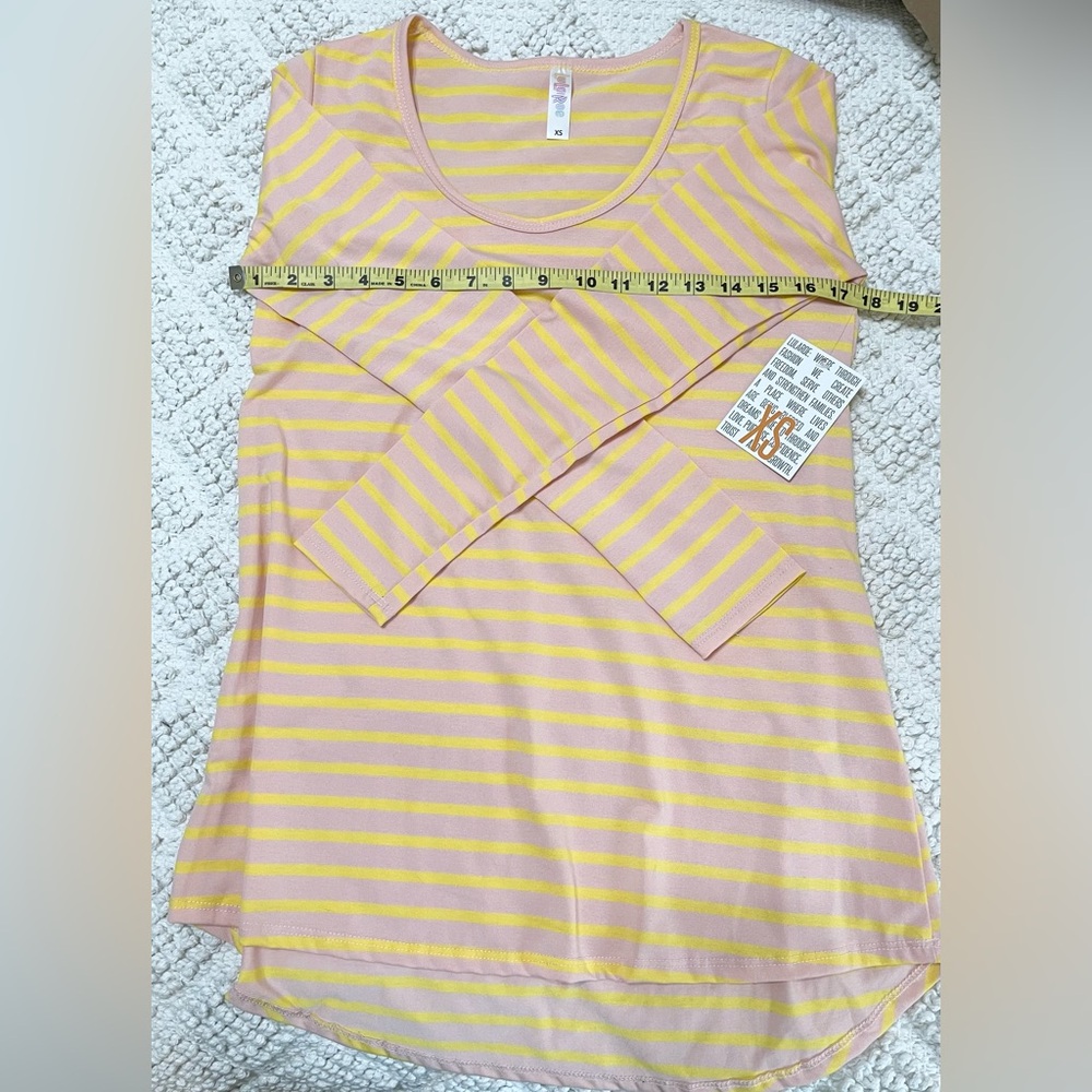LulaRoe Lynnae Pink and Yellow Stripe Print NWT